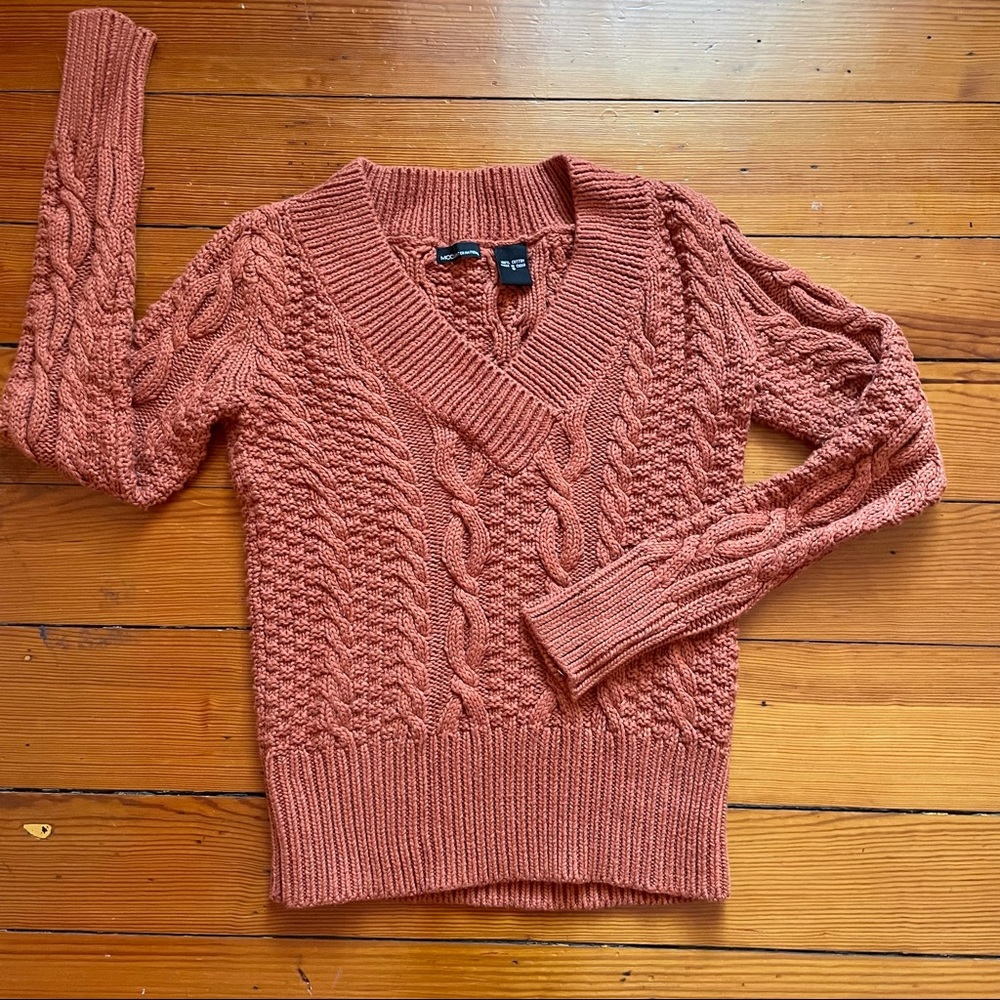 MODA International Orange Chunky Knit Sweater - Picture 7 of 7